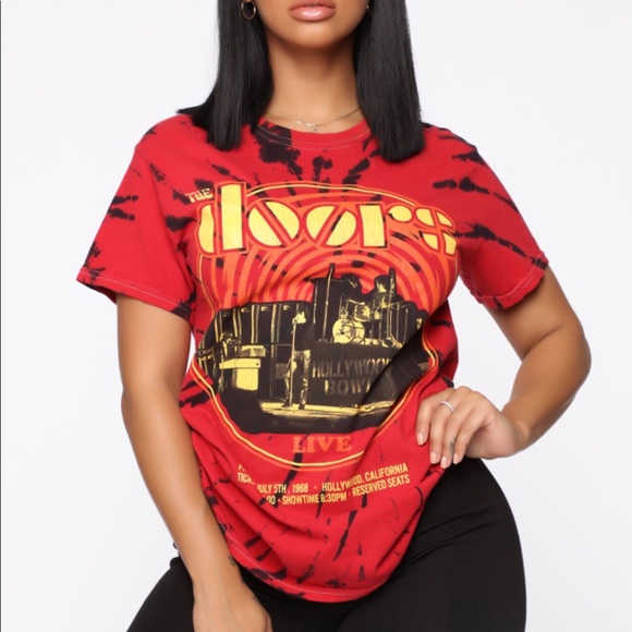Fashion Nova Tops - The Doors Hollywood Bowl Top - Red/Black